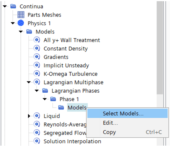 Lagrangian Phase Models selection