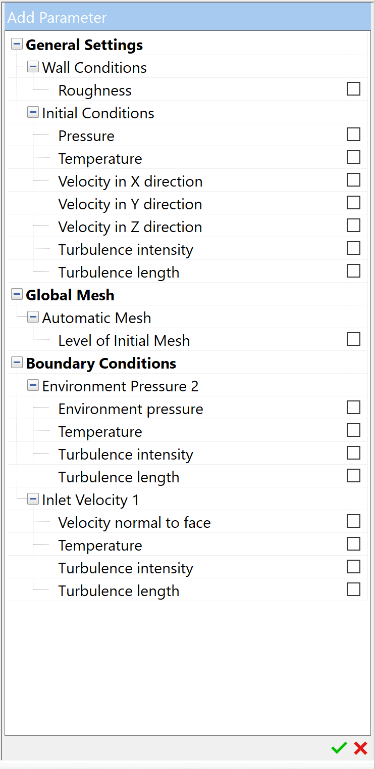 Simcenter FLOEFD settings for parametric study.