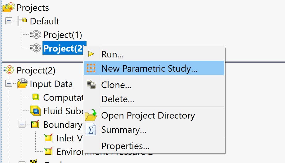 Simcenter FLOEFD settings for parametric study.