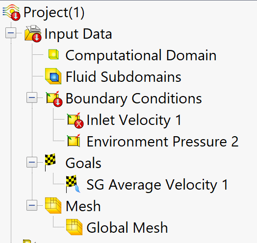 Simcenter FLOEFD settings in tree structure.