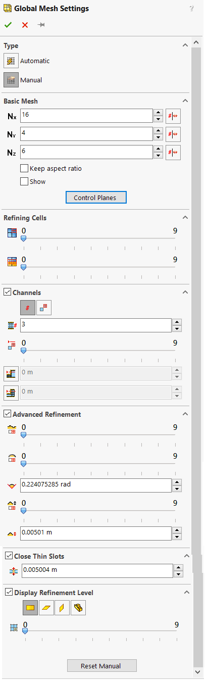 manual settings meshing FLOEFD