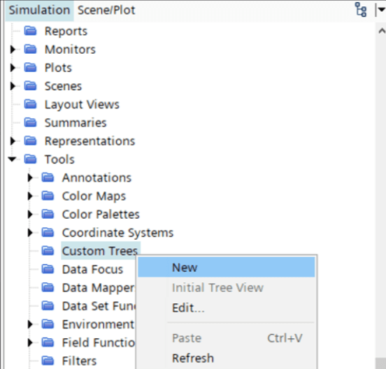 Reduce scrolling and clicking using custom trees in Simcenter STAR-CCM+