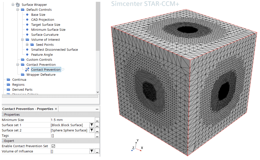 How to use Surface Wrapper Defeature and Contact prevention controls